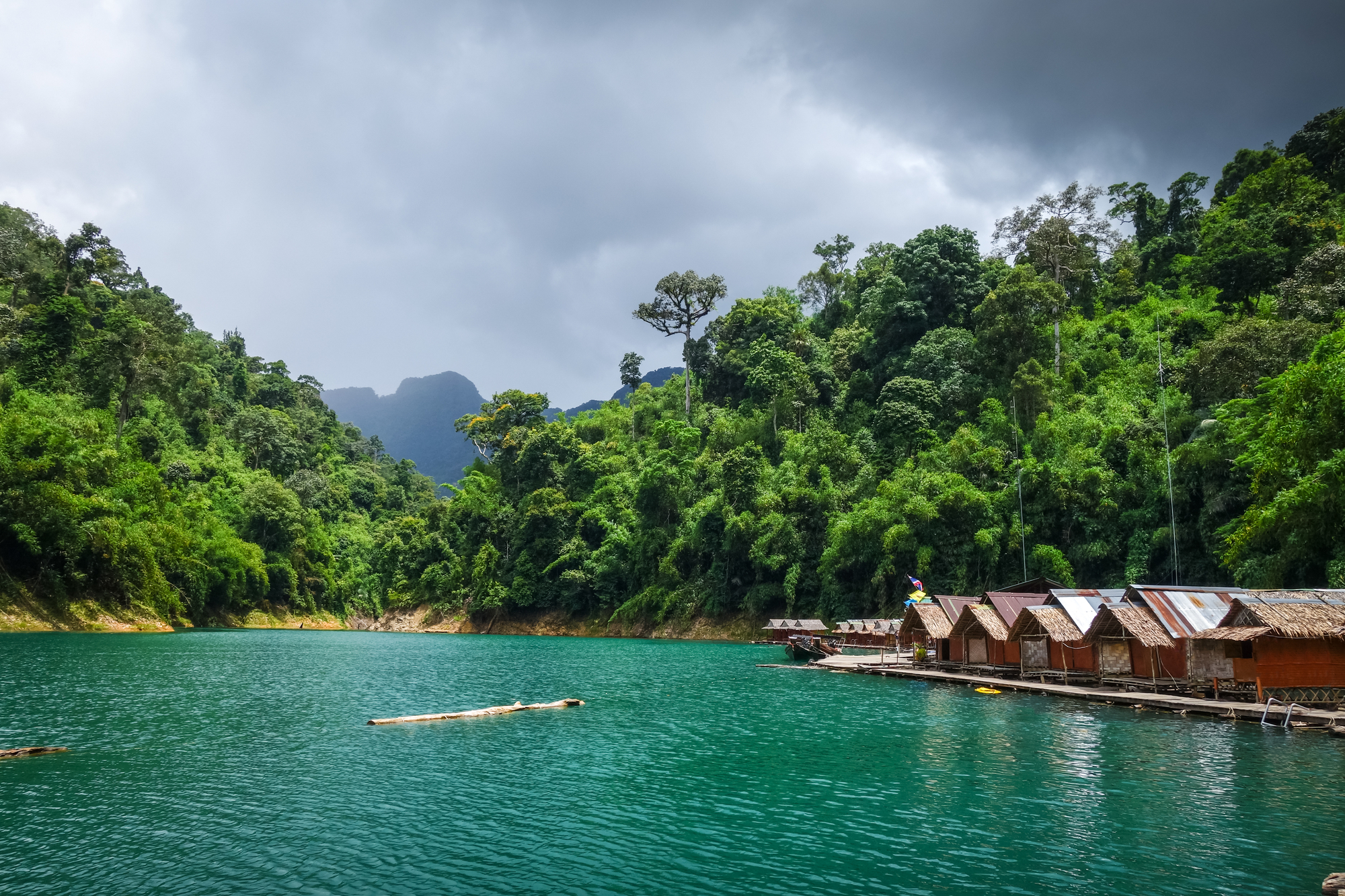 Floating village in Cheow Lan Lake, Khao Sok, Thailand